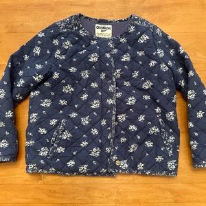 OshKosh B'gosh Toddler Girl Quilted Jacket , blue floral, Size 10